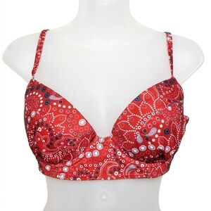 Joe Fresh Paisley Bandana Underwire Bikini Top Red Black White